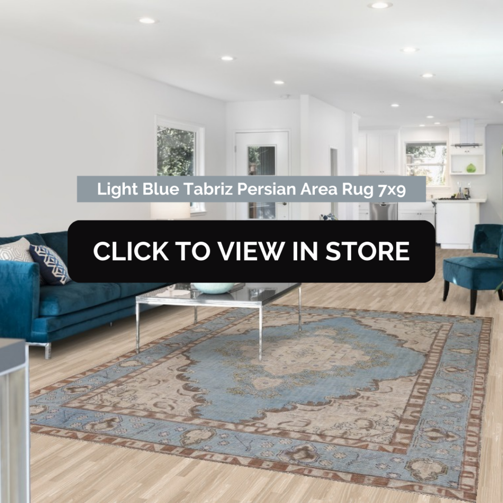 light blue Tabriz Persian area rug
