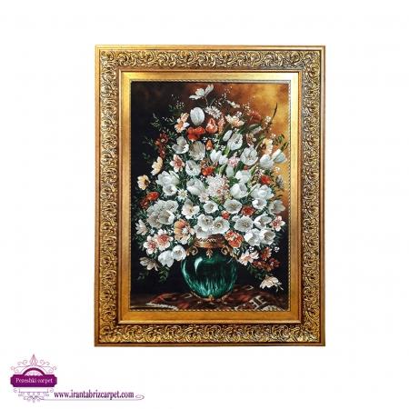 bunch of tulips and beautiful vase wall hanging carpet