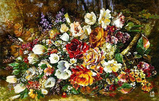Colorful flowers tableau rug 6