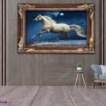 winter horse tableau rug on wall